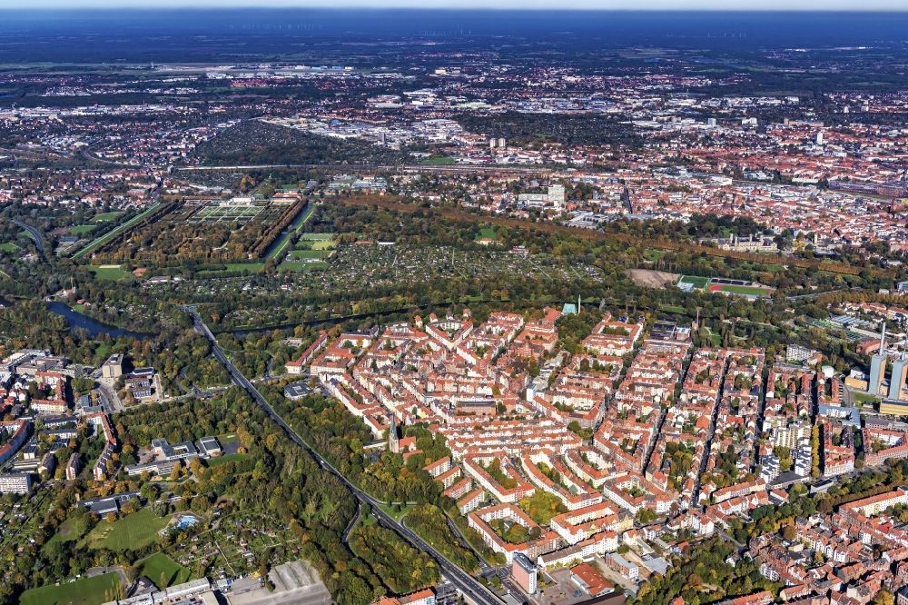 Luftaufnahme Hannover - Stadtteil Linden - Nord im Stadtgebiet im Ortsteil Linden-Limmer in Hannover im Bundesland Niedersachsen, Deutschland