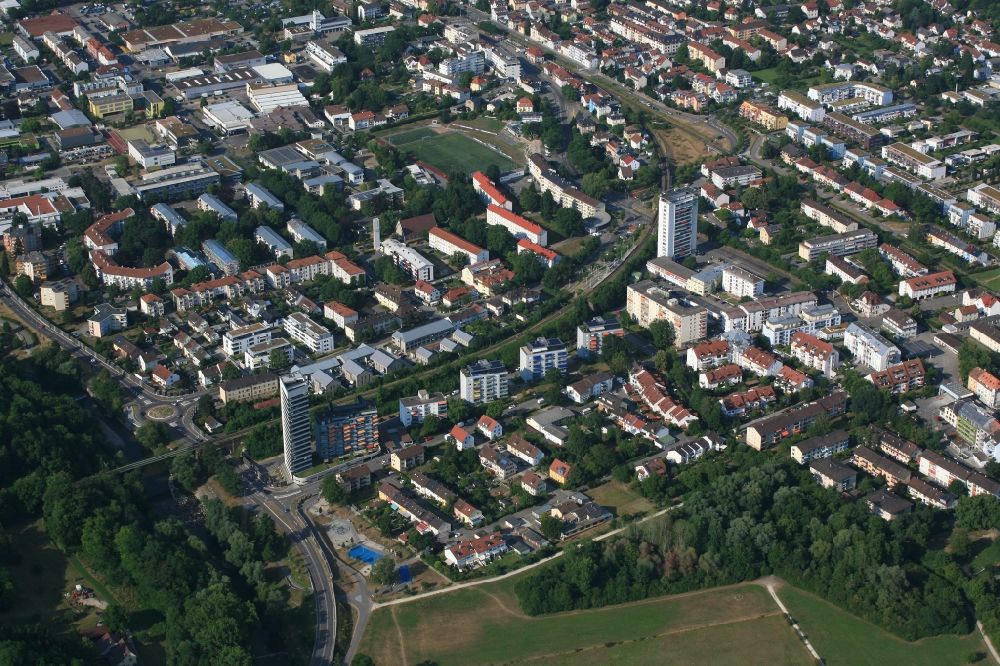Luftaufnahme Lörrach - Stadtteil Stetten an der Landesgrenze zur Schweiz im Stadtgebiet von Lörrach im Bundesland Baden-Württemberg, Deutschland