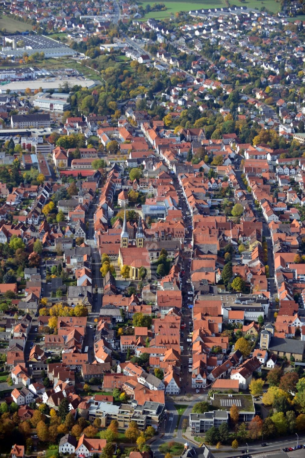 Lemgo von oben - Stadtteilansicht der Altstadt von Lemgo im Bundesland Nordrhein-Westfalen