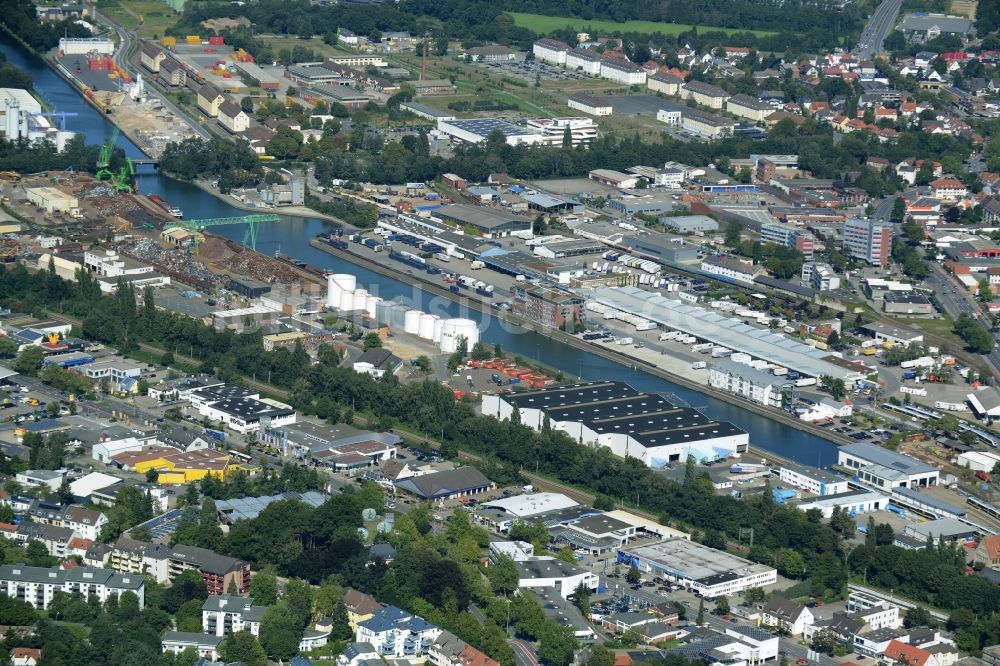 Luftaufnahme Osnabrück - Stadtteilansicht von Hafen und des Stadthafens in Osnabrück im Bundesland Niedersachsen