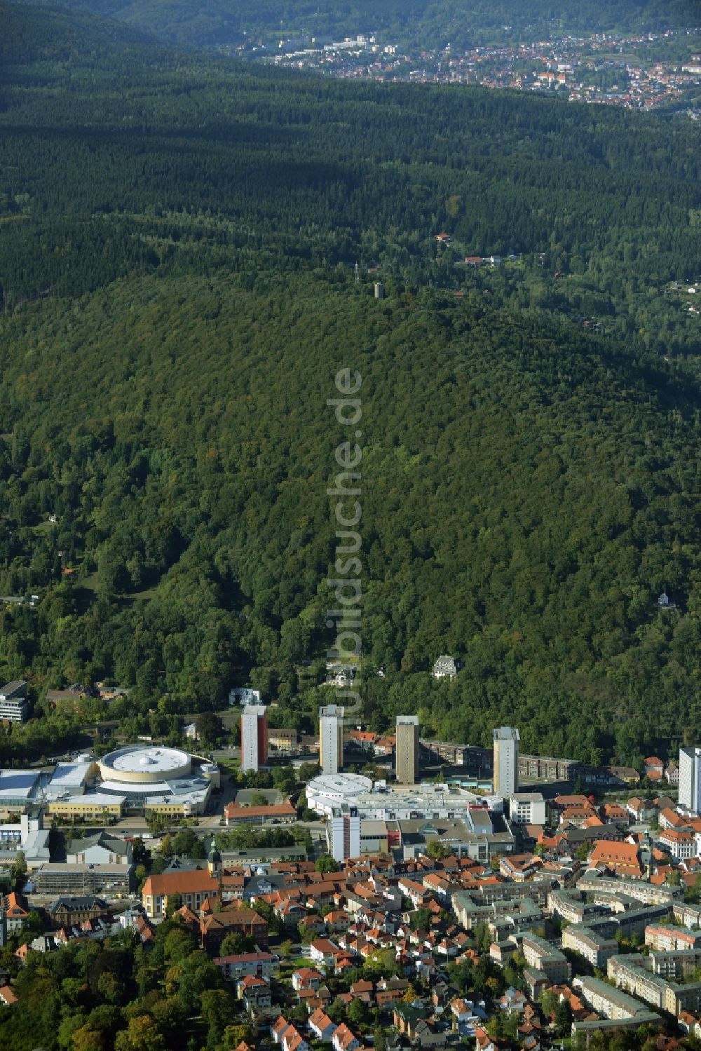 Luftaufnahme Suhl - Stadtteilansicht der Innenstadt von Suhl im Bundesland Thüringen