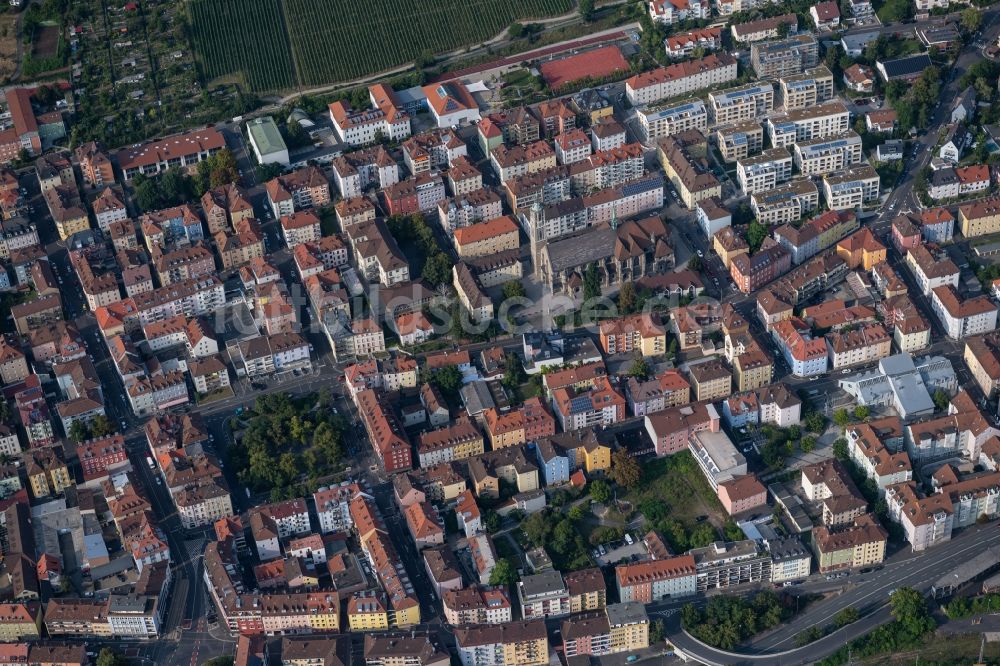 Luftaufnahme Würzburg - Stadtteilansicht im Ortsteil Grombühl in Würzburg im Bundesland Bayern, Deutschland