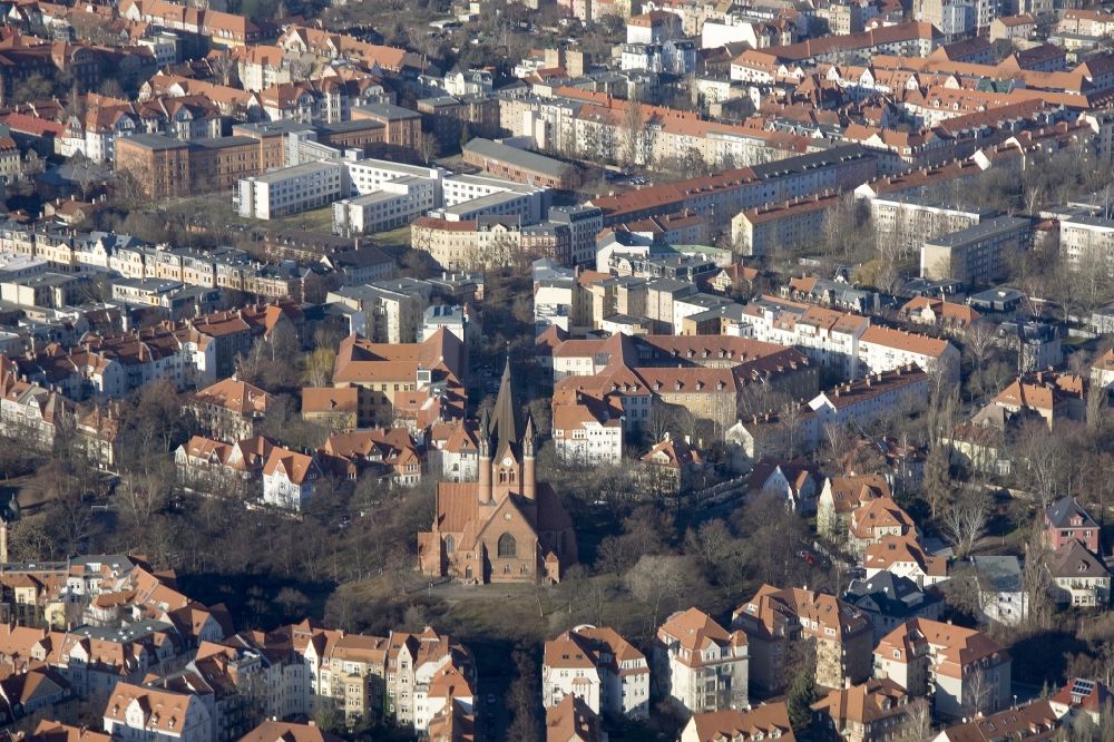 Luftbild Halle Saale - Stadtteilansicht vom Paulusviertel in Halle, Sachsen-Anhalt