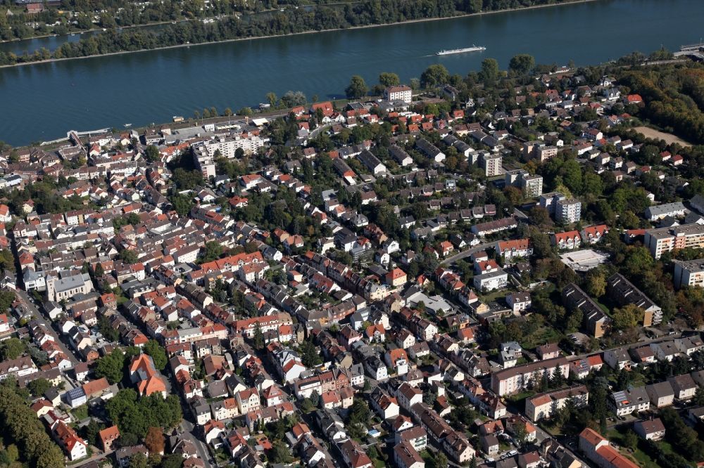 Mainz von oben - Stadtteilansicht von Weisenau in Mainz im Bundesland Rheinland-Pfalz