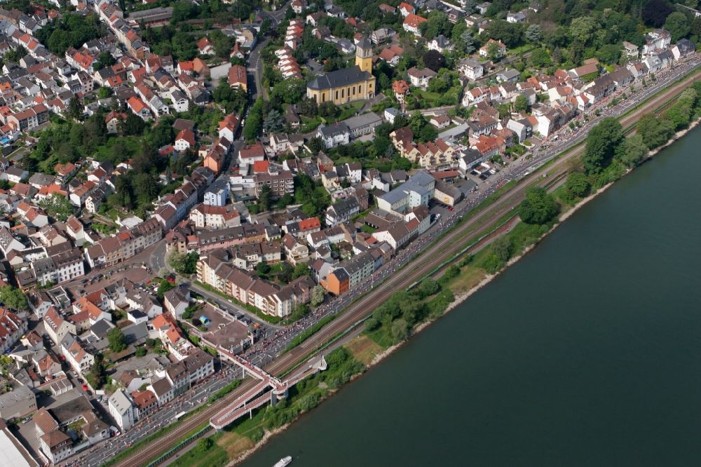 Luftaufnahme Mainz - Stadtteilansicht von Weisenau in Mainz im Bundesland Rheinland-Pfalz