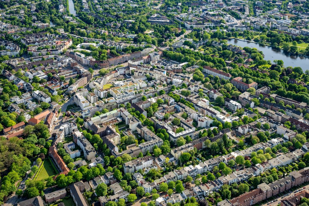 Luftbild Hamburg - Stadtteilansicht von Winterhude r in der Hansestadt Hamburg