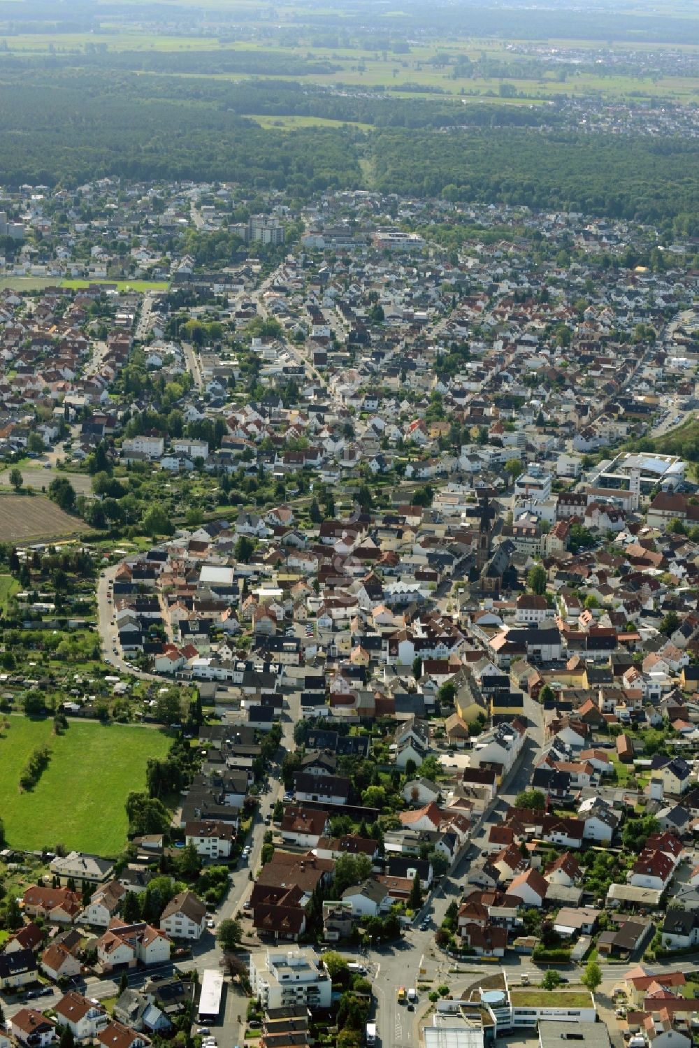 Luftbild Ober-Roden - Stadtteilansicht des Zentrums von Ober-Roden im Bundesland Hessen