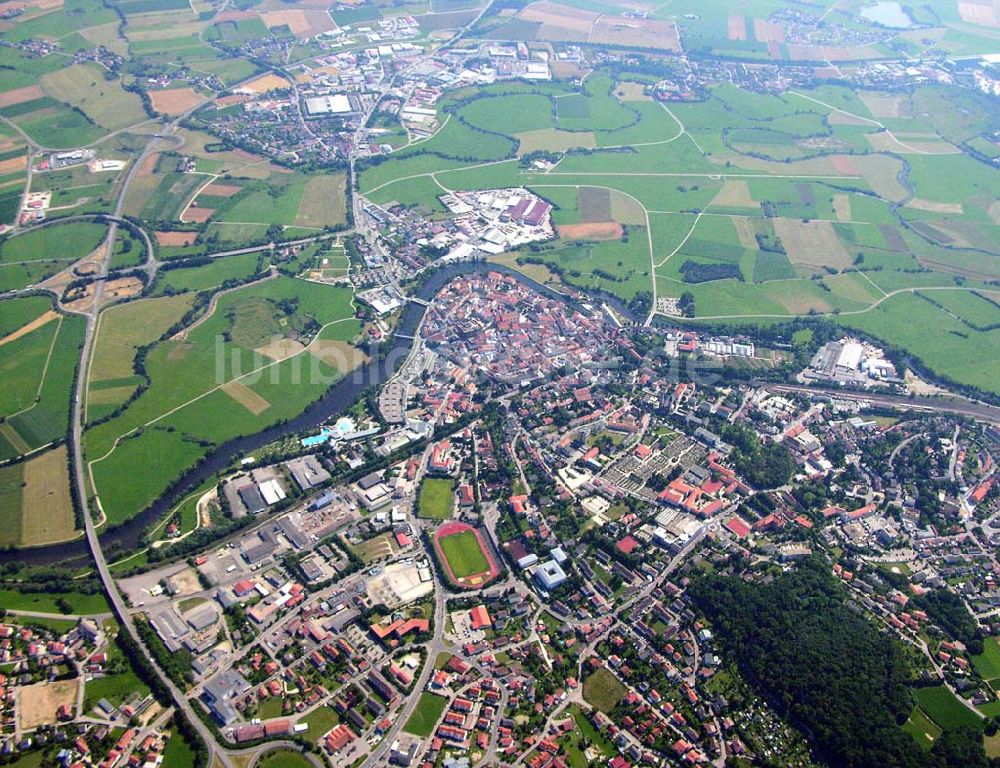 Cham (Bayern) von oben - Stadtzentrum - Cham