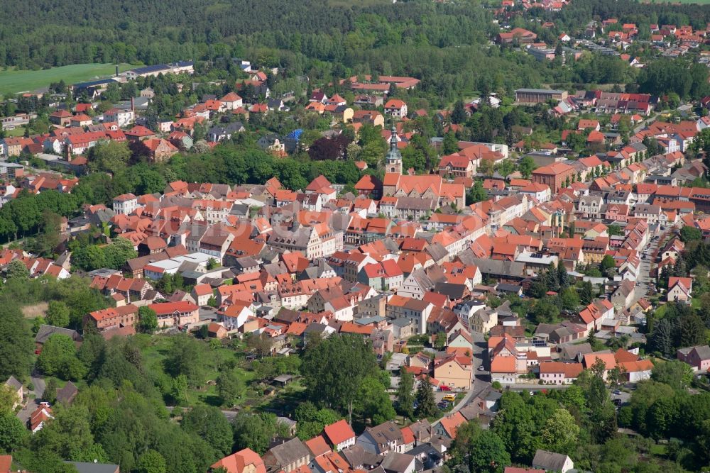 Luftaufnahme Bad Belzig - Stadtzentrum im Innenstadtbereich in Bad Belzig im Bundesland Brandenburg
