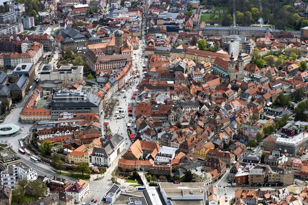 Bayreuth von oben - Stadtzentrum im Innenstadtbereich in Bayreuth im Bundesland Bayern