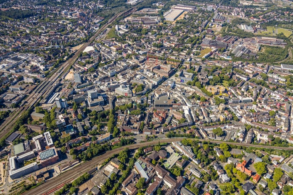 Bochum aus der Vogelperspektive: Stadtzentrum im Innenstadtbereich in Bochum im Bundesland Nordrhein-Westfalen, Deutschland