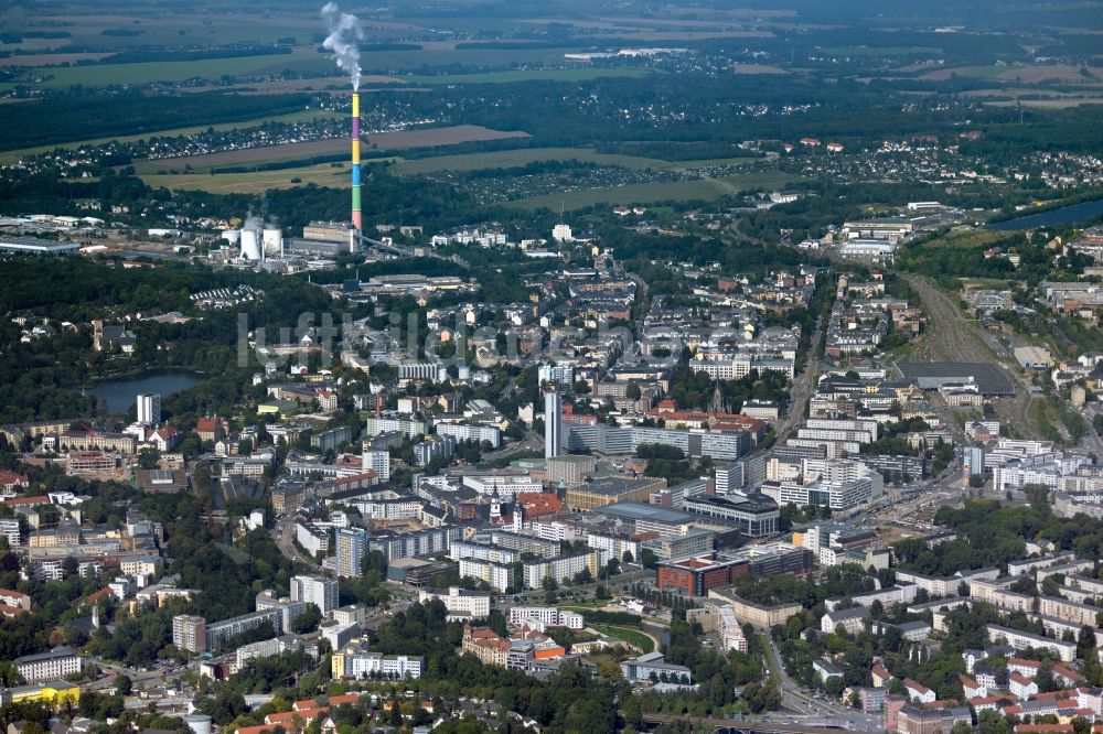 Chemnitz von oben - Stadtzentrum im Innenstadtbereich in Chemnitz im Bundesland Sachsen, Deutschland