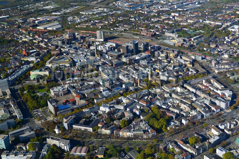 Dortmund aus der Vogelperspektive: Stadtzentrum im Innenstadtbereich in Dortmund im Bundesland Nordrhein-Westfalen