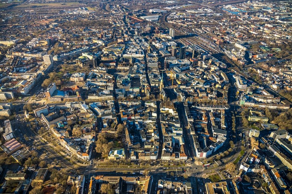 Luftaufnahme Dortmund - Stadtzentrum im Innenstadtbereich in Dortmund im Bundesland Nordrhein-Westfalen, Deutschland