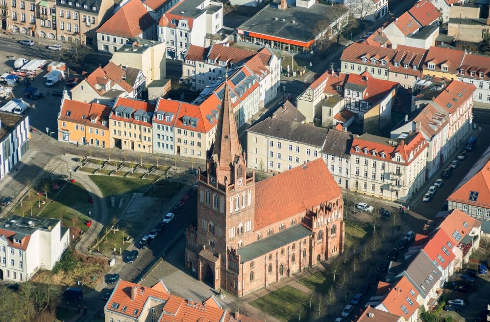 Luftbild Eberswalde - Stadtzentrum im Innenstadtbereich in Eberswalde im Bundesland Brandenburg, Mit Pfarrkirche Maria Magdalena