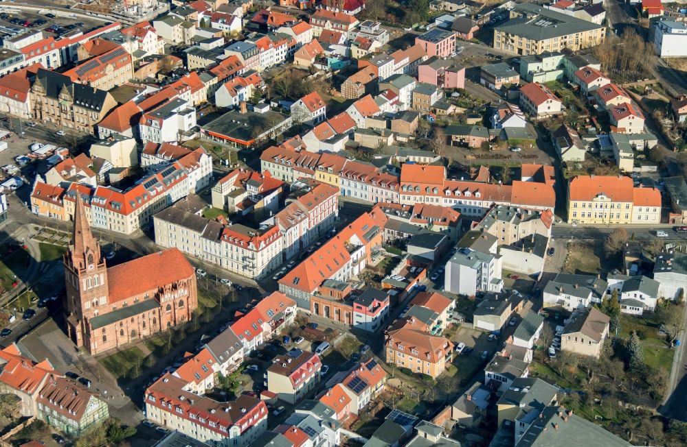 Luftaufnahme Eberswalde - Stadtzentrum im Innenstadtbereich in Eberswalde im Bundesland Brandenburg, Mit Pfarrkirche Maria Magdalena