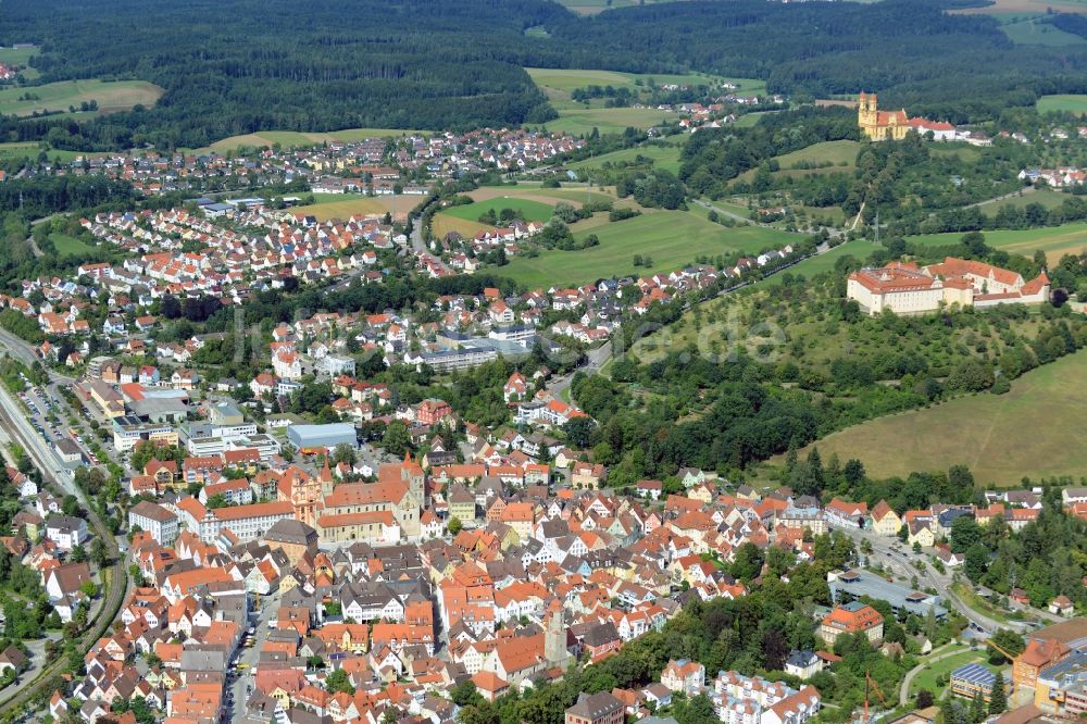 Luftaufnahme Ellwangen (Jagst) - Stadtzentrum im Innenstadtbereich in Ellwangen (Jagst) im Bundesland Baden-Württemberg