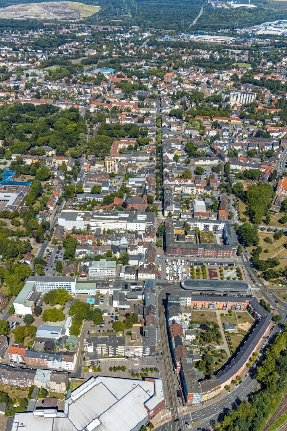 Luftbild Herne - Stadtzentrum im Innenstadtbereich entlang der Hauptstraße im Ortsteil Wanne-Eickel in Herne im Bundesland Nordrhein-Westfalen, Deutschland