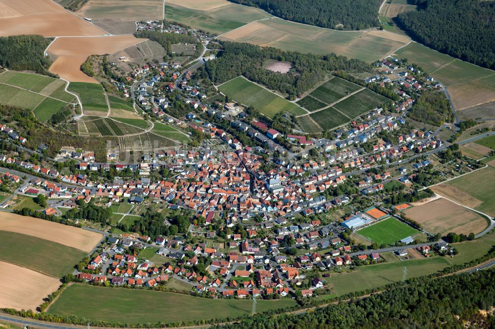 Luftaufnahme Erlenbach bei Marktheidenfeld - Stadtzentrum im Innenstadtbereich in Erlenbach bei Marktheidenfeld im Bundesland Bayern, Deutschland