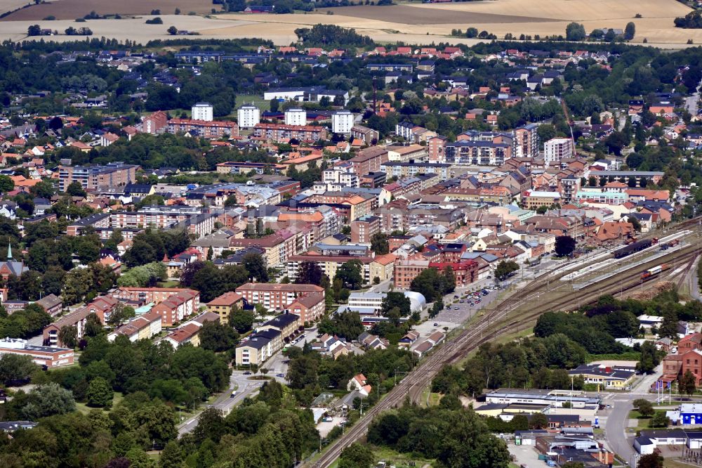 Luftaufnahme Eslöv - Stadtzentrum im Innenstadtbereich in Eslöv in Skane län, Schweden