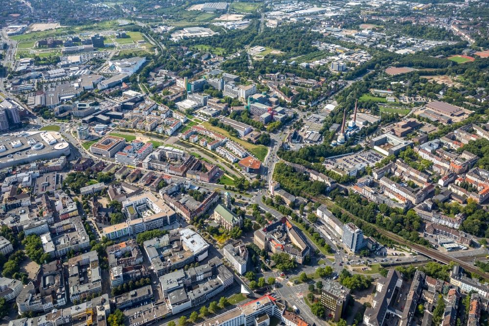 Luftaufnahme Essen - Stadtzentrum im Innenstadtbereich in Essen im Bundesland Nordrhein-Westfalen, Deutschland
