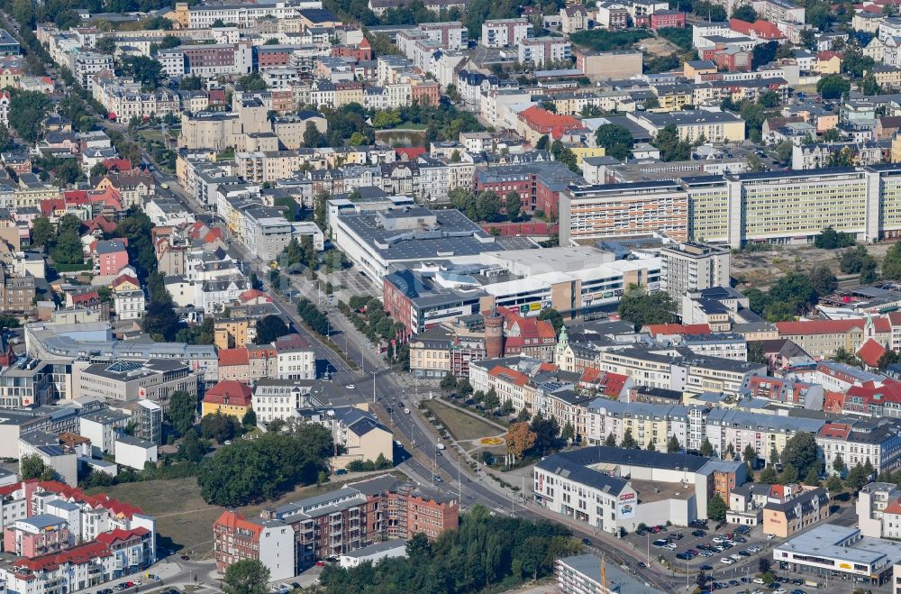 Luftaufnahme Cottbus - Stadtzentrum im Innenstadtbereich an der Franz-Mehring-Straße in Cottbus im Bundesland Brandenburg, Deutschland