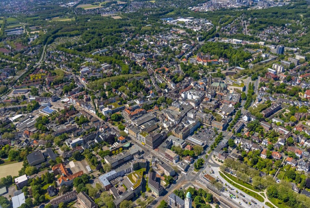 Gelsenkirchen aus der Vogelperspektive: Stadtzentrum im Innenstadtbereich in Gelsenkirchen im Bundesland Nordrhein-Westfalen, Deutschland