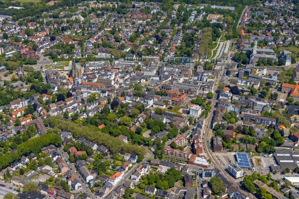 Luftaufnahme Gelsenkirchen - Stadtzentrum im Innenstadtbereich in Gelsenkirchen im Bundesland Nordrhein-Westfalen, Deutschland