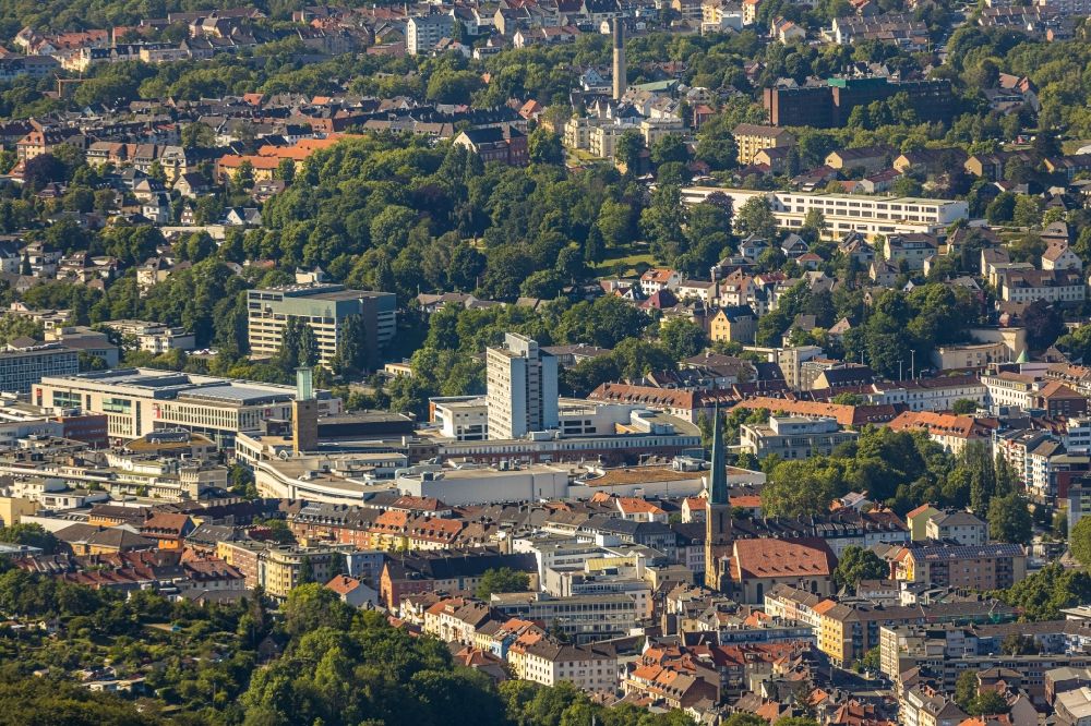 Luftaufnahme Hagen - Stadtzentrum im Innenstadtbereich in Hagen im Bundesland Nordrhein-Westfalen, Deutschland