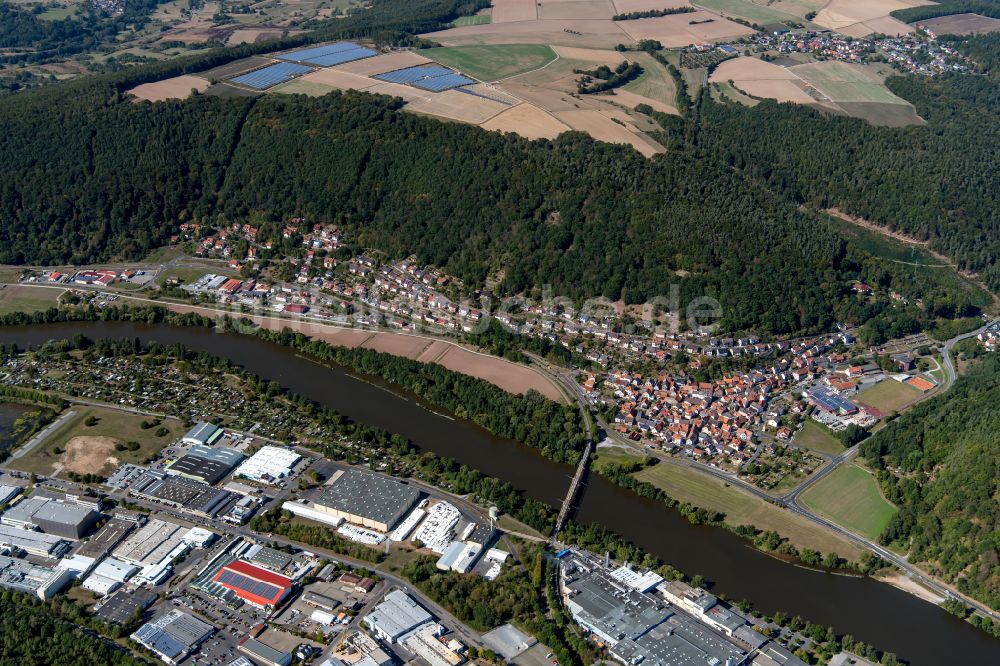 Luftaufnahme Hasloch - Stadtzentrum im Innenstadtbereich in Hasloch im Bundesland Bayern, Deutschland
