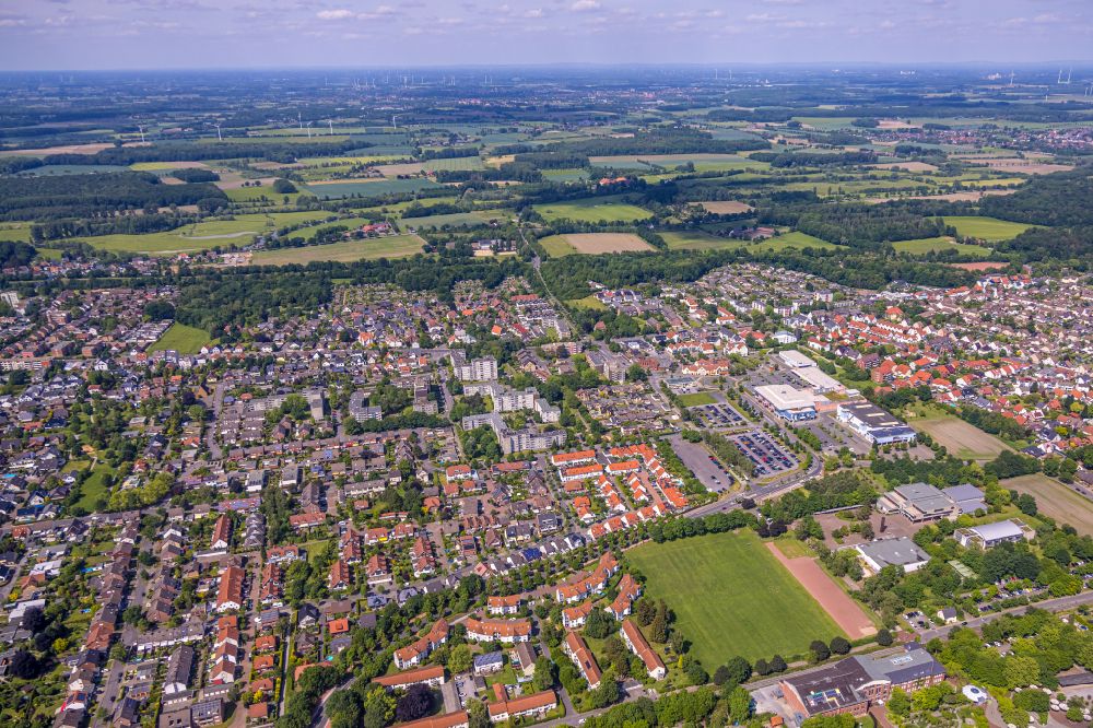 Luftaufnahme Norddinker - Stadtzentrum im Innenstadtbereich in Norddinker im Bundesland Nordrhein-Westfalen, Deutschland