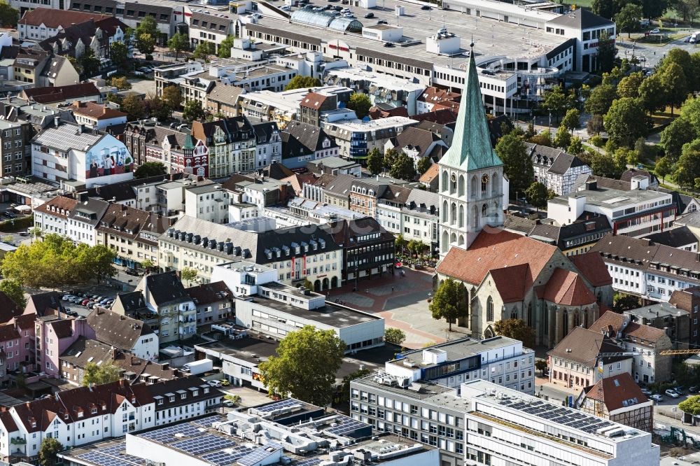 Luftaufnahme Hamm - Stadtzentrum im Innenstadtbereich an der Pauluskirche in Hamm im Bundesland Nordrhein-Westfalen, Deutschland