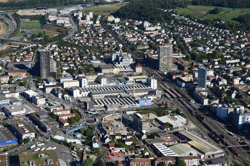 Pratteln aus der Vogelperspektive: Stadtzentrum im Innenstadtbereich in Pratteln im Kanton Basel-Landschaft, Schweiz