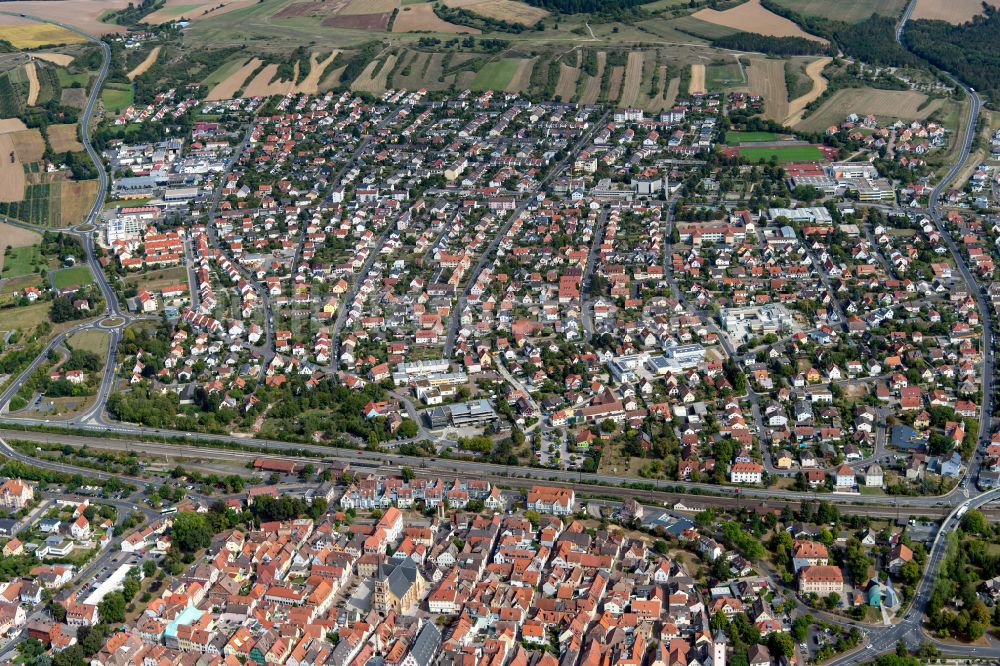 Rohrbach aus der Vogelperspektive: Stadtzentrum im Innenstadtbereich in Rohrbach im Bundesland Bayern, Deutschland