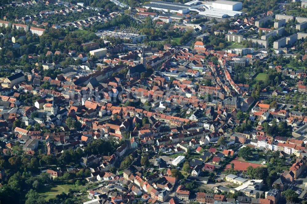 Sangerhausen aus der Vogelperspektive: Stadtzentrum im Innenstadtbereich von Sangerhausen im Bundesland Sachsen-Anhalt