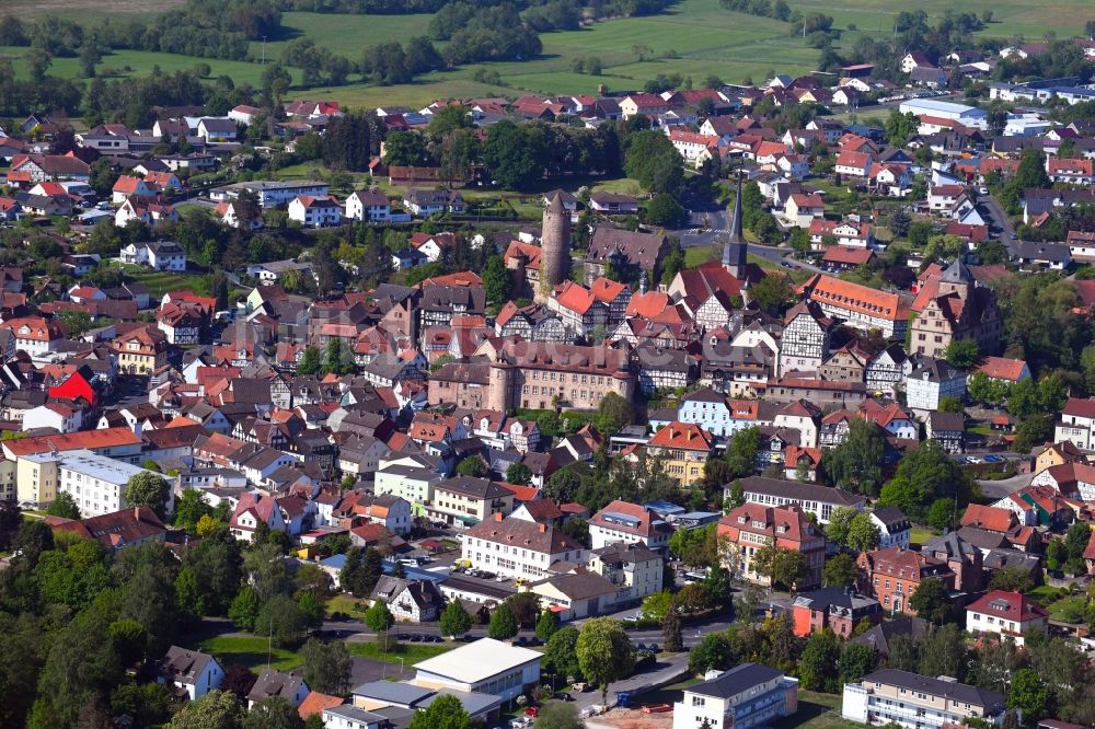 Schlitz von oben - Stadtzentrum im Innenstadtbereich in Schlitz im Bundesland Hessen, Deutschland