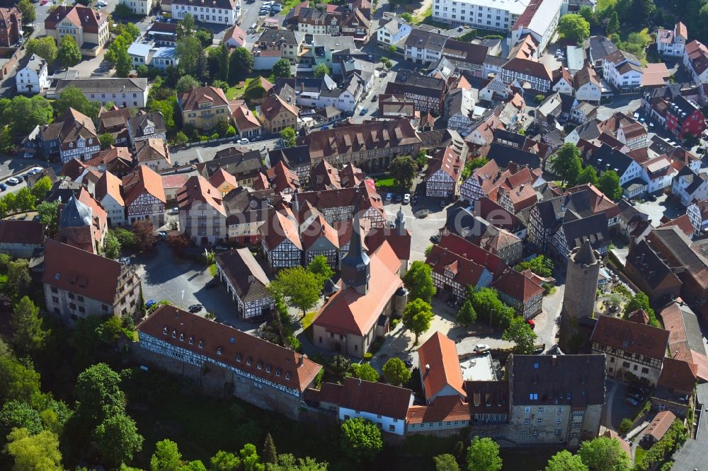 Schlitz von oben - Stadtzentrum im Innenstadtbereich in Schlitz im Bundesland Hessen, Deutschland