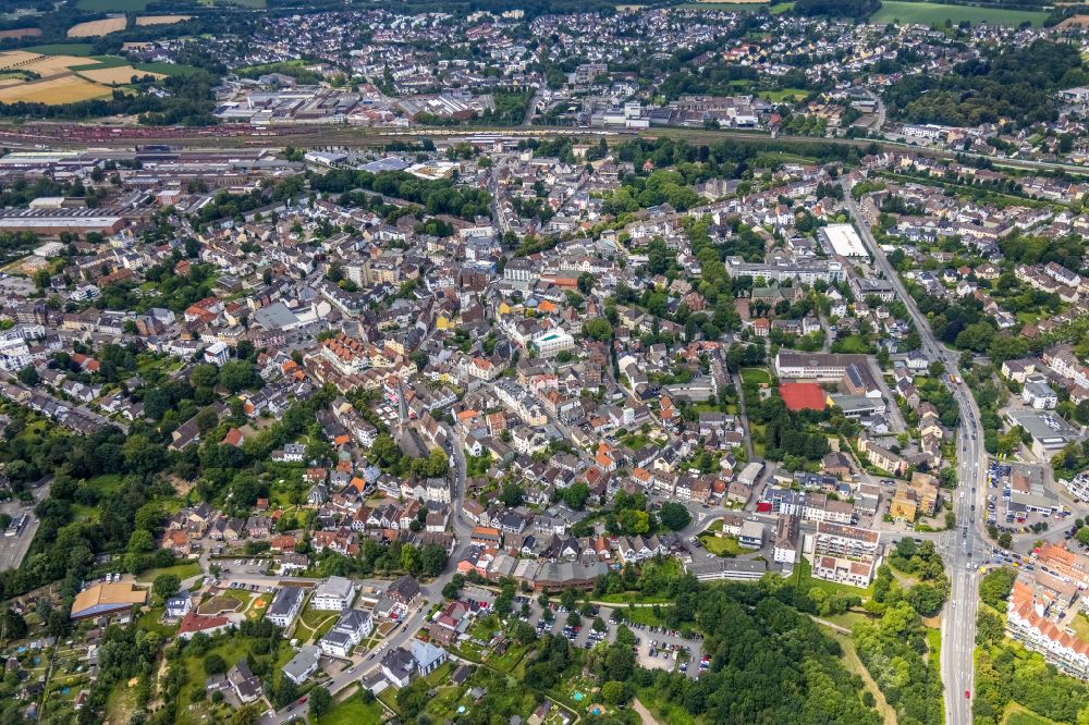 Luftaufnahme Schwerte - Stadtzentrum im Innenstadtbereich in Schwerte im Bundesland Nordrhein-Westfalen, Deutschland