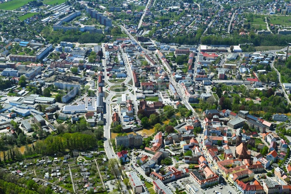 Luftaufnahme Spremberg - Stadtzentrum im Innenstadtbereich in Spremberg im Bundesland Brandenburg, Deutschland