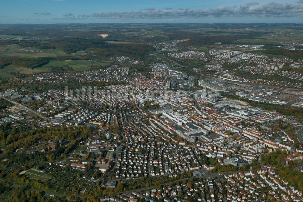 Ulm von oben - Stadtzentrum im Innenstadtbereich in Ulm im Bundesland Baden-Württemberg, Deutschland