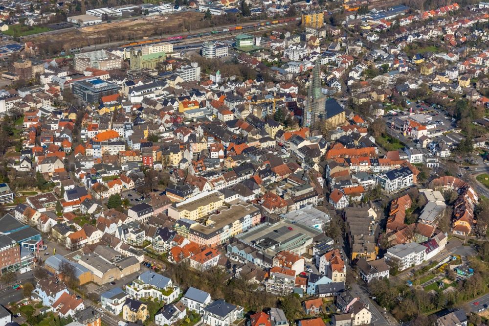 Luftaufnahme Unna - Stadtzentrum im Innenstadtbereich in Unna im Bundesland Nordrhein-Westfalen, Deutschland