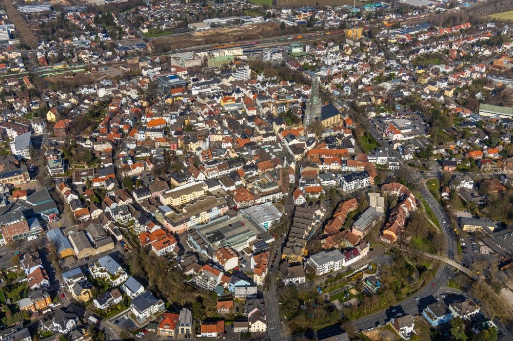 Unna von oben - Stadtzentrum im Innenstadtbereich in Unna im Bundesland Nordrhein-Westfalen, Deutschland