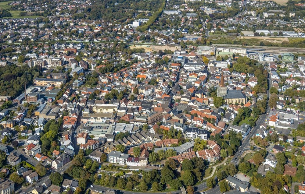 Unna aus der Vogelperspektive: Stadtzentrum im Innenstadtbereich in Unna im Bundesland Nordrhein-Westfalen, Deutschland