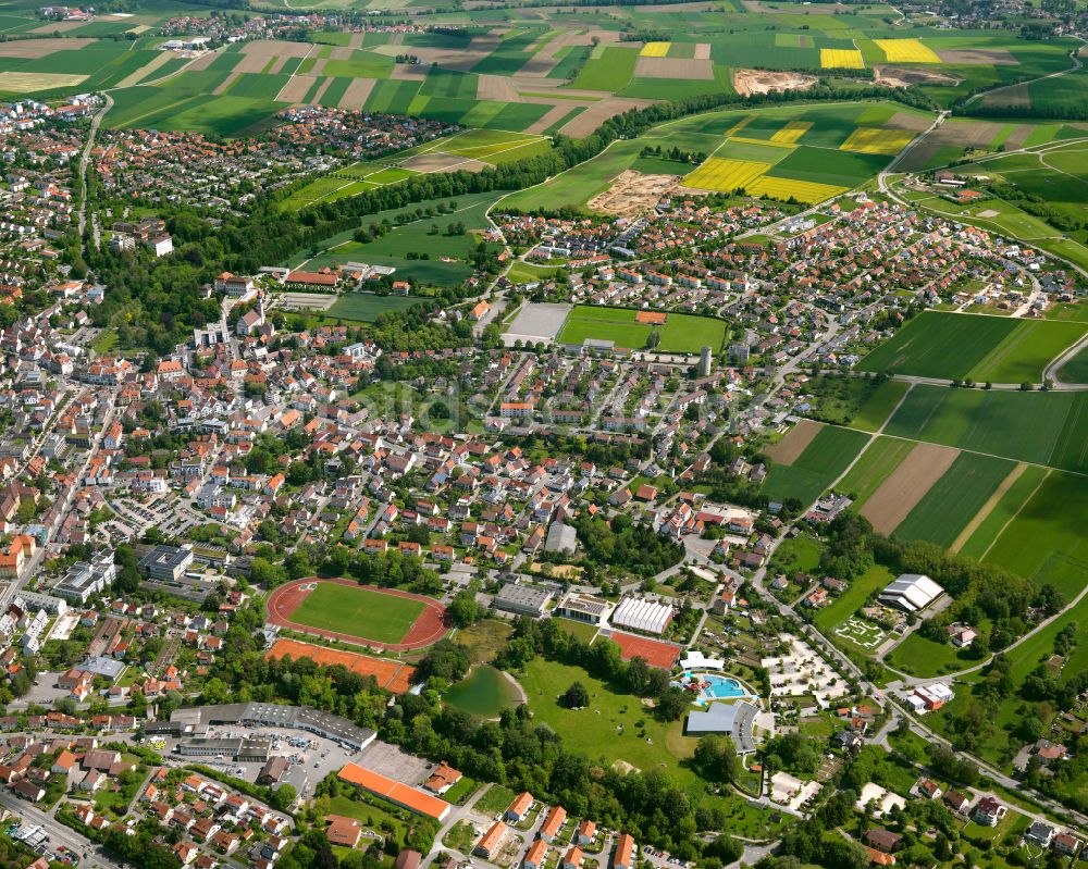 Untersulmetingen von oben - Stadtzentrum im Innenstadtbereich in Untersulmetingen im Bundesland Baden-Württemberg, Deutschland
