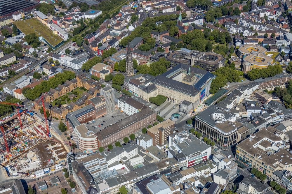 Luftbild Bochum - Stadtzentrum im Innenstadtbereich an der Viktoriastraße - Willy-Brandt-Platz - Hans-Böckler-Straße in Bochum im Bundesland Nordrhein-Westfalen, Deutschland