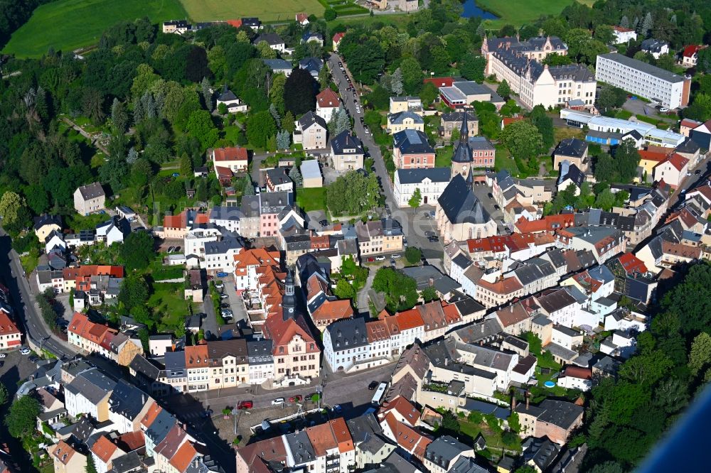 Luftaufnahme Waldenburg - Stadtzentrum im Innenstadtbereich in Waldenburg im Bundesland Sachsen, Deutschland