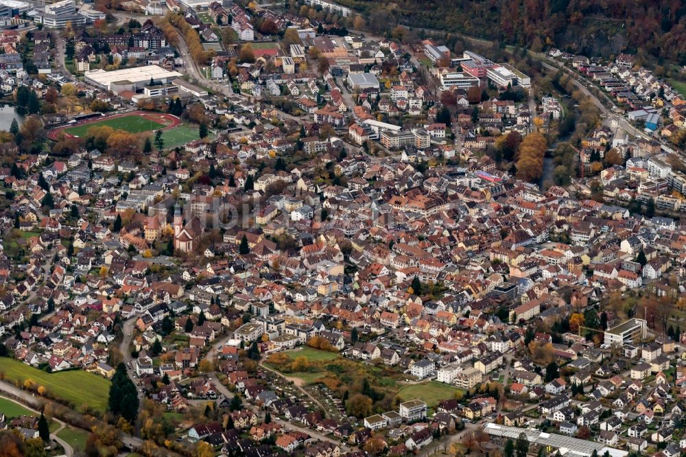 Luftbild Waldkirch - Stadtzentrum im Innenstadtbereich in Waldkirch im Bundesland Baden-Württemberg, Deutschland