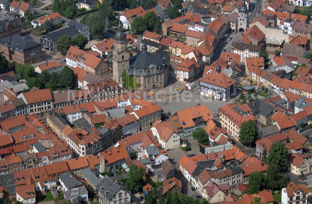 Luftaufnahme Waltershausen - Stadtzentrum im Innenstadtbereich in Waltershausen im Bundesland Thüringen, Deutschland