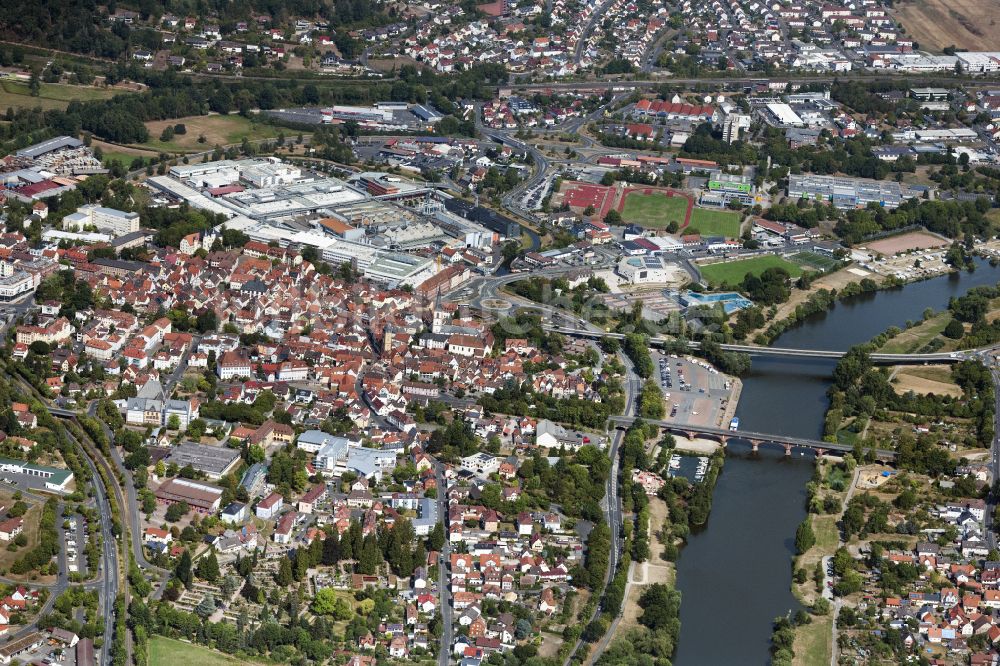 Luftaufnahme Wombach - Stadtzentrum im Innenstadtbereich in Wombach im Bundesland Bayern, Deutschland