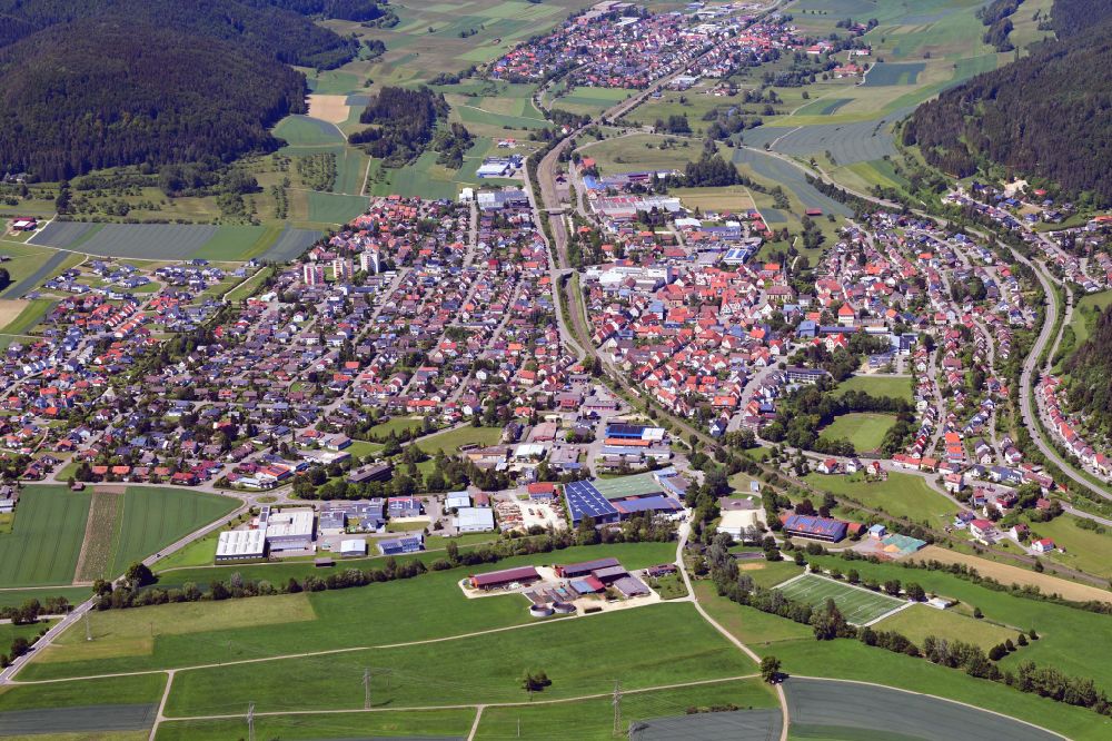 Wurmlingen von oben - Stadtzentrum im Innenstadtbereich in Wurmlingen im Bundesland Baden-Württemberg, Deutschland